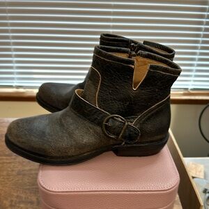 FIORENTINI BAKER CHAD-CYCLE BOVINA ANKLE BOOT BROWN DISTRESSED LEATHER  7 NWT